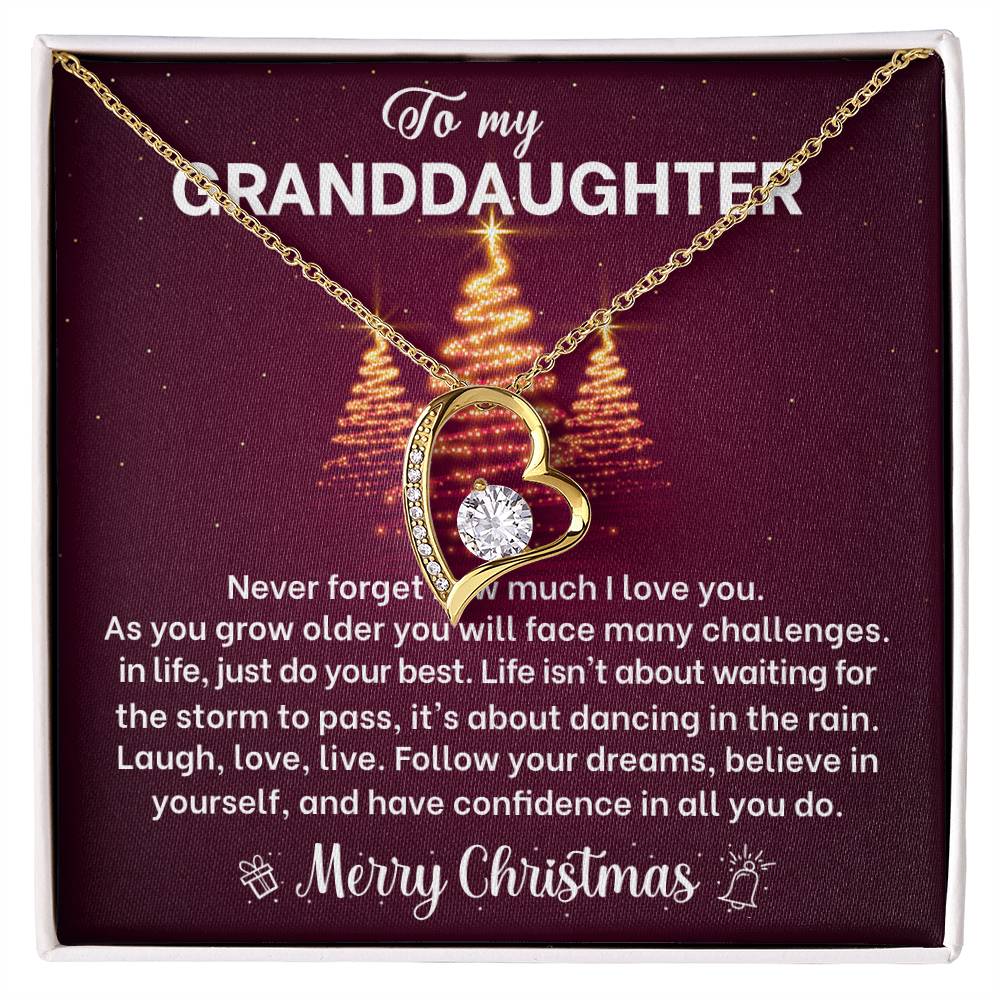 Merry Christmas Granddaughter Heart Necklace Gift