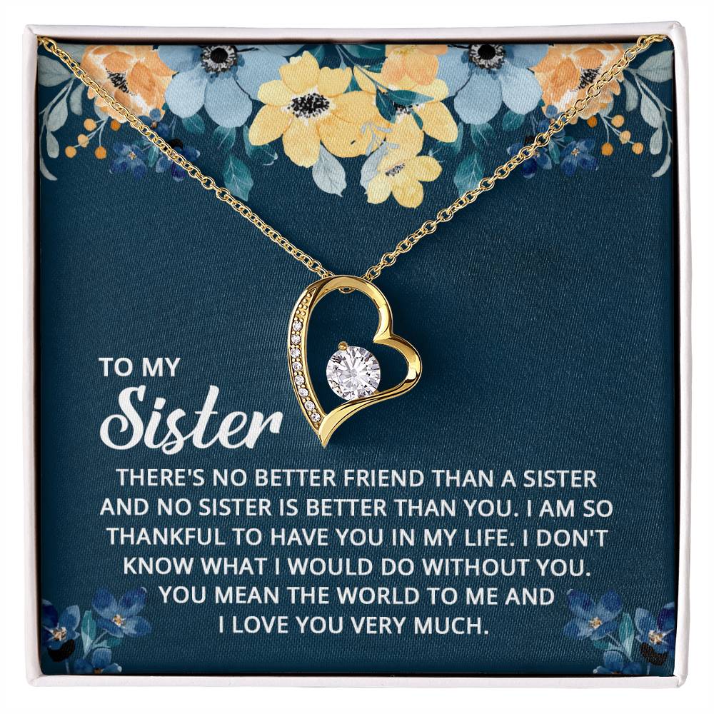 To My Sister Heart Necklace Gift