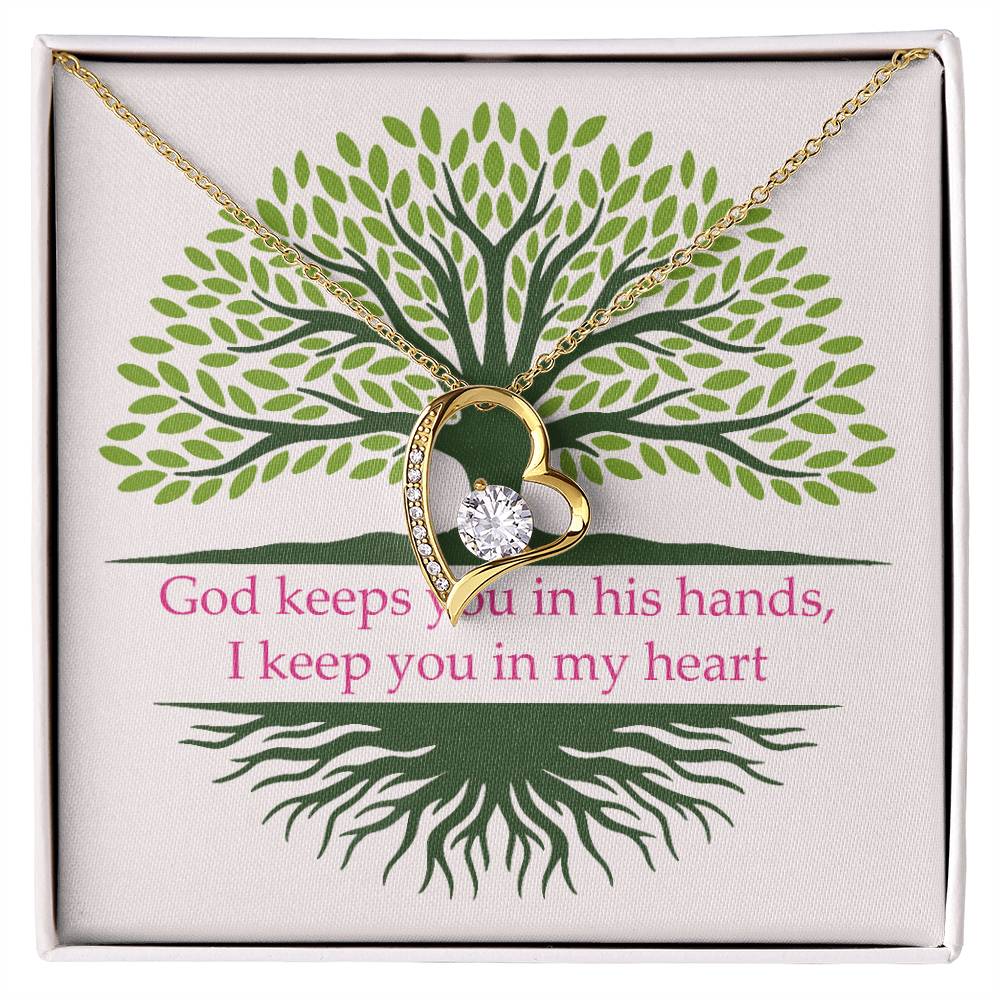 God Keeps You In His Hands Heart Necklace Gift