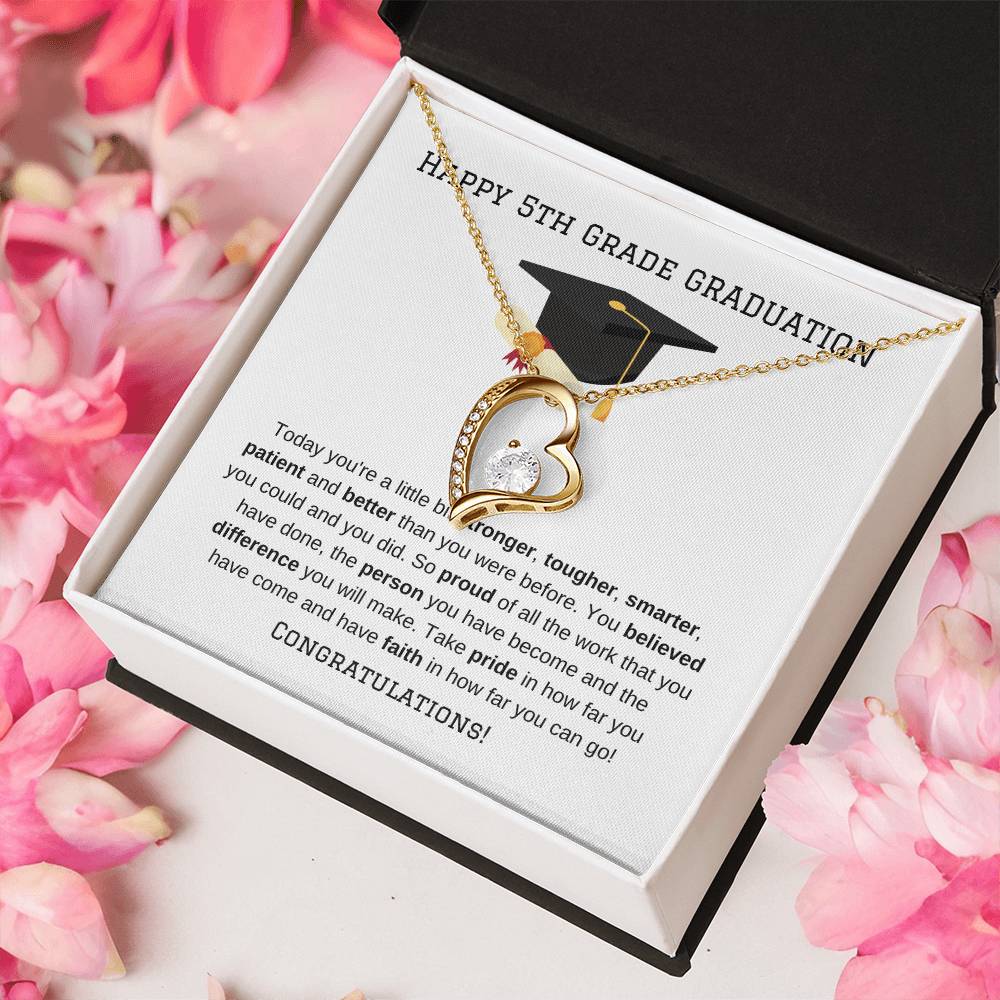 5th Grade Graduation Heart Necklace Gift