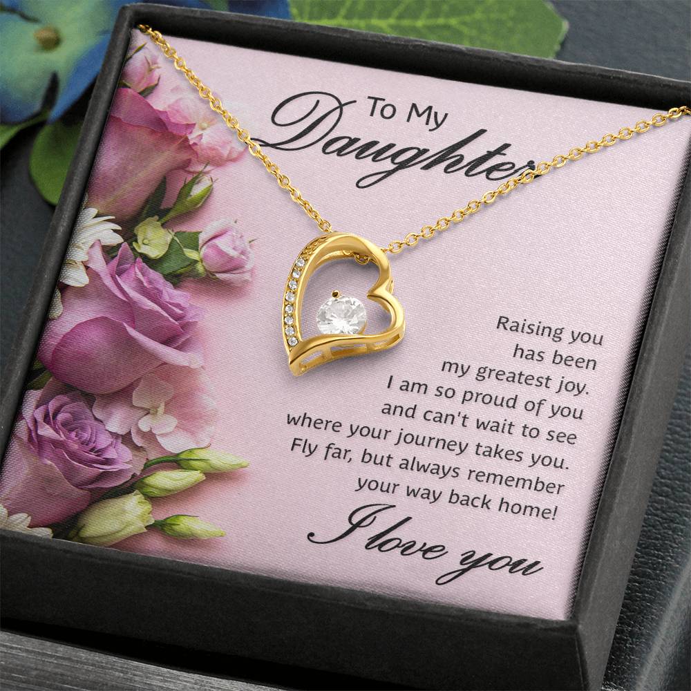 To My Daughter- Raising You Heart Necklace Gift