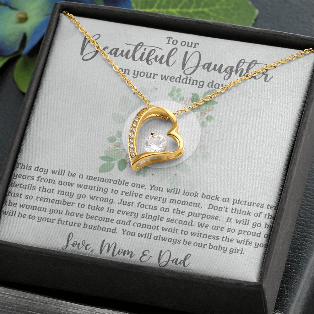 Daughter on Your Wedding Day Heart Necklace