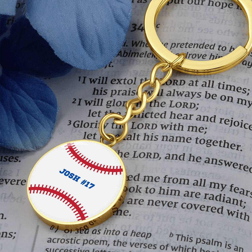 Personalized Baseball Mom or Player Name Baseball Keychain Gift