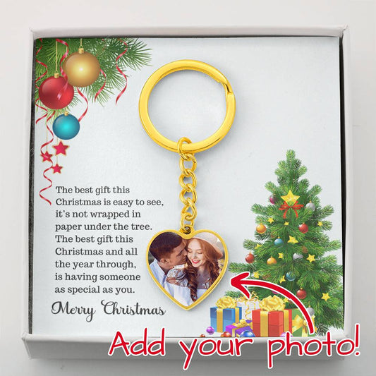christmas photo keychain engraved personalized