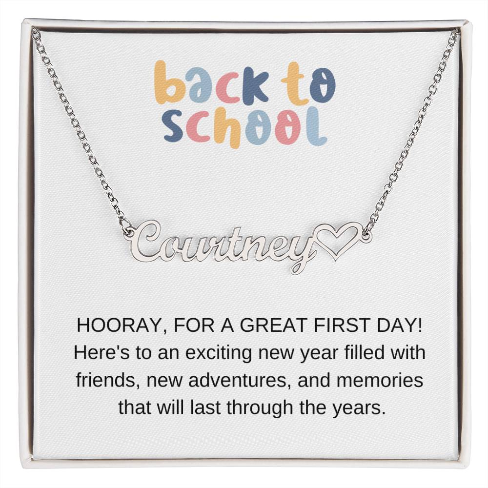 Back to School Name Necklace with Heart-FashionFinds4U