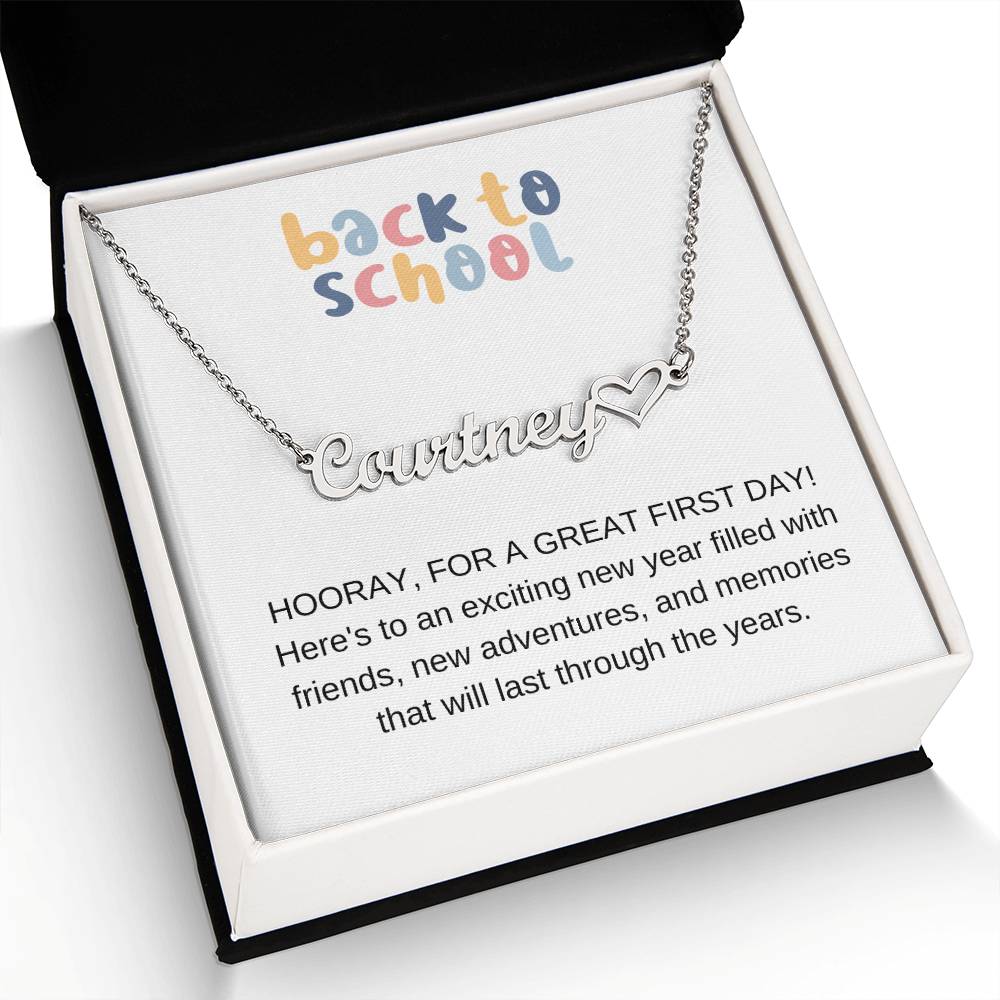 Back to School Name Necklace with Heart-FashionFinds4U