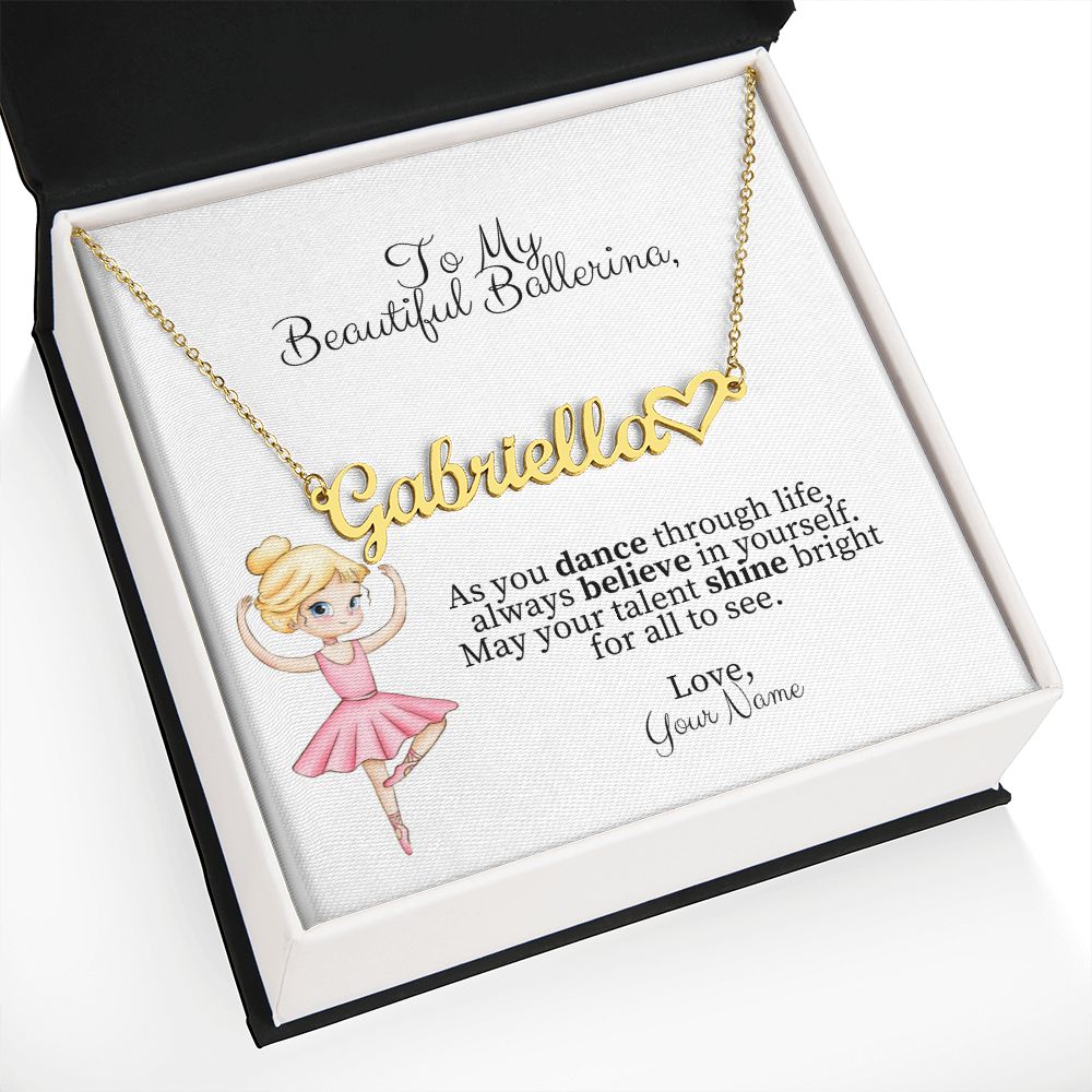 Ballerina Name Necklace with Heart-FashionFinds4U