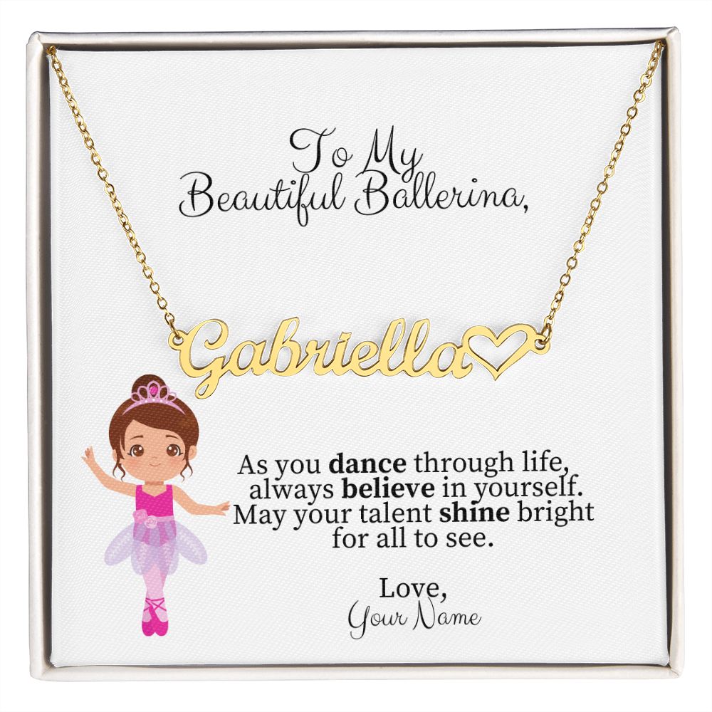 Personalized Ballerina Name Necklace with Heart Dance Gift-FashionFinds4U