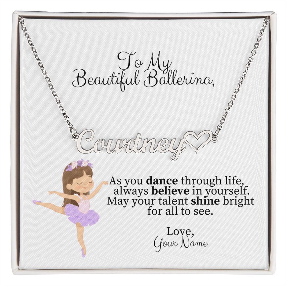 Personalized Ballerina Name Necklace with Heart  - Dance Gift-FashionFinds4U