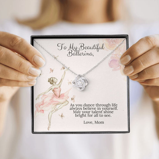 Ballerina Necklace - Dance Gift From Mom -Love Knot Necklace Dance Recital Gift-FashionFinds4U