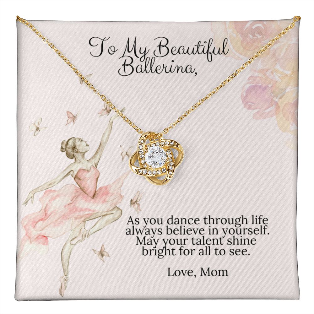 Ballerina Necklace - Dance Gift From Mom -Love Knot Necklace Dance Recital Gift-FashionFinds4U
