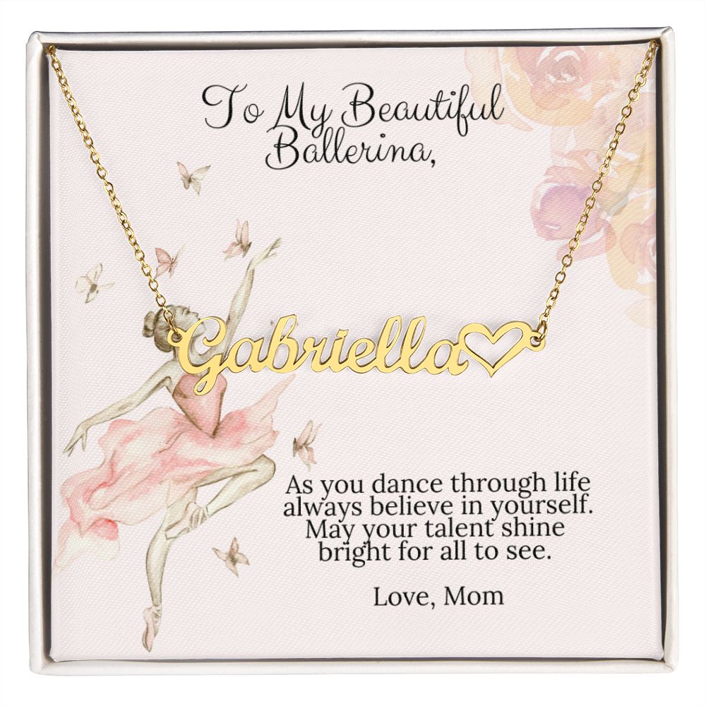 Ballerina Necklace - Dance Gift From Mom -Personalized Name Necklace With Heart-FashionFinds4U