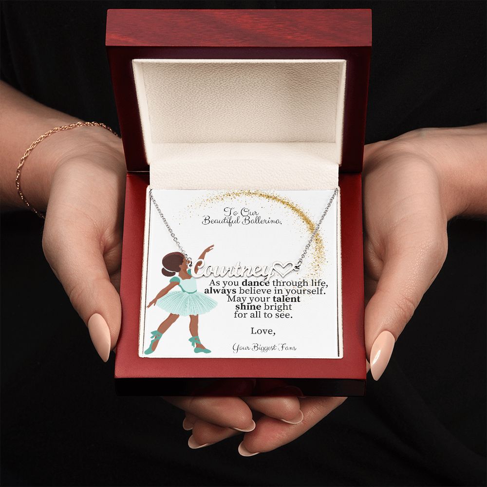 Ballerina Necklace - Dance Gift - Personalized Name Necklace With Heart-FashionFinds4U