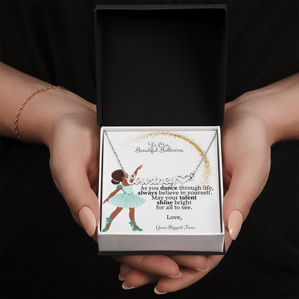 Ballerina Necklace - Dance Gift - Personalized Name Necklace With Heart-FashionFinds4U