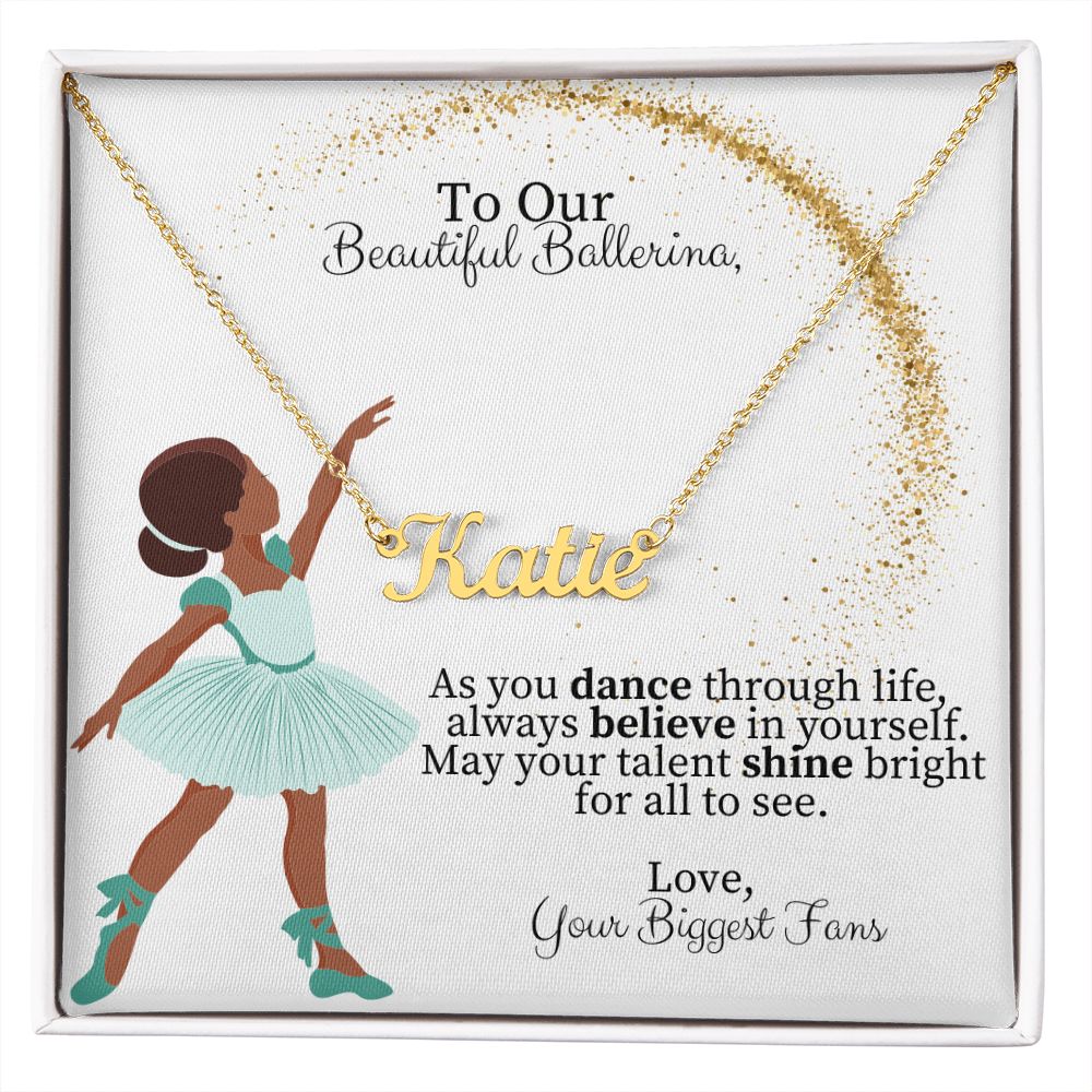 Beautiful Ballerina Dance Gift - Shine Bright - Personalized Name Necklace-FashionFinds4U