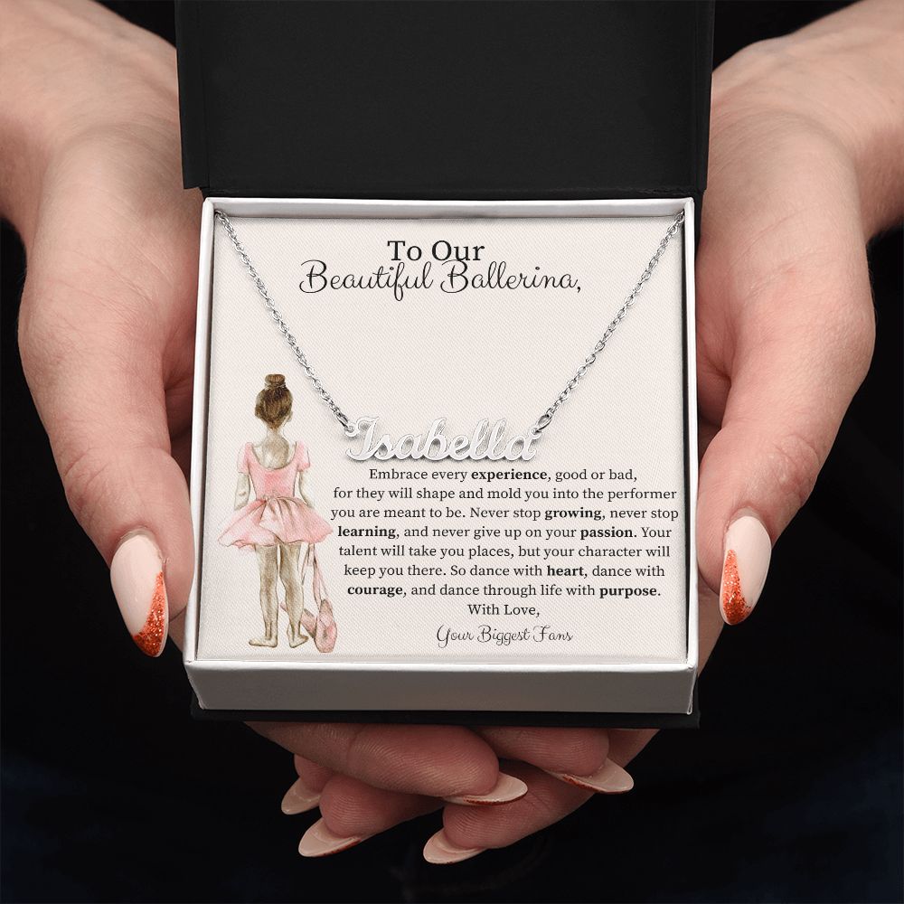Beautiful Ballerina Dance with Heart Personalized Name Necklace-FashionFinds4U