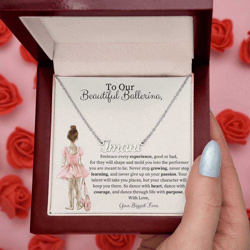 Beautiful Ballerina Dance with Heart Personalized Name Necklace-FashionFinds4U