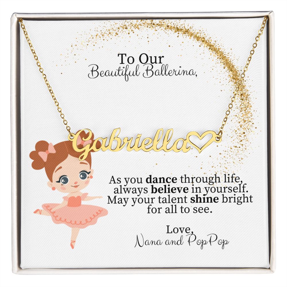 Beautiful Ballerina Personalized Name Necklace with Heart-FashionFinds4U