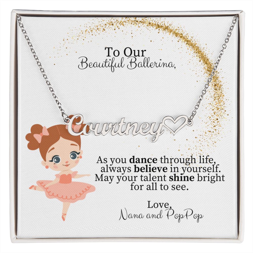 Beautiful Ballerina Personalized Name Necklace with Heart-FashionFinds4U