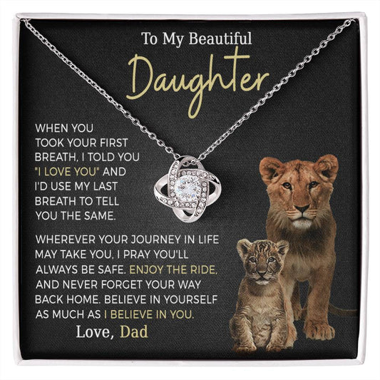 Beautiful Daughter Enjoy The Ride Love Knot Necklace-FashionFinds4U