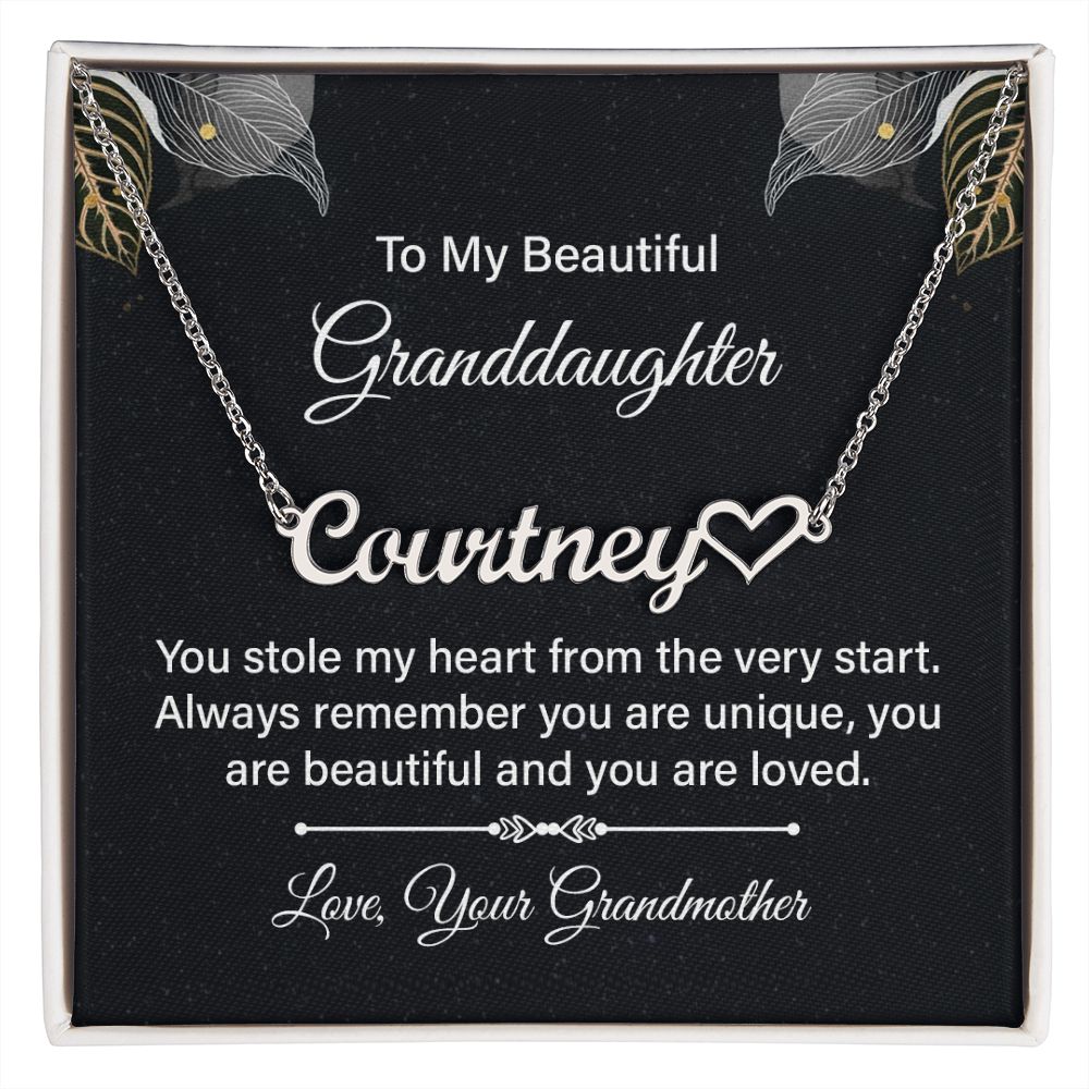 Beautiful Granddaughter - You Stole My Heart - Personalized Name Necklace With Heart-FashionFinds4U