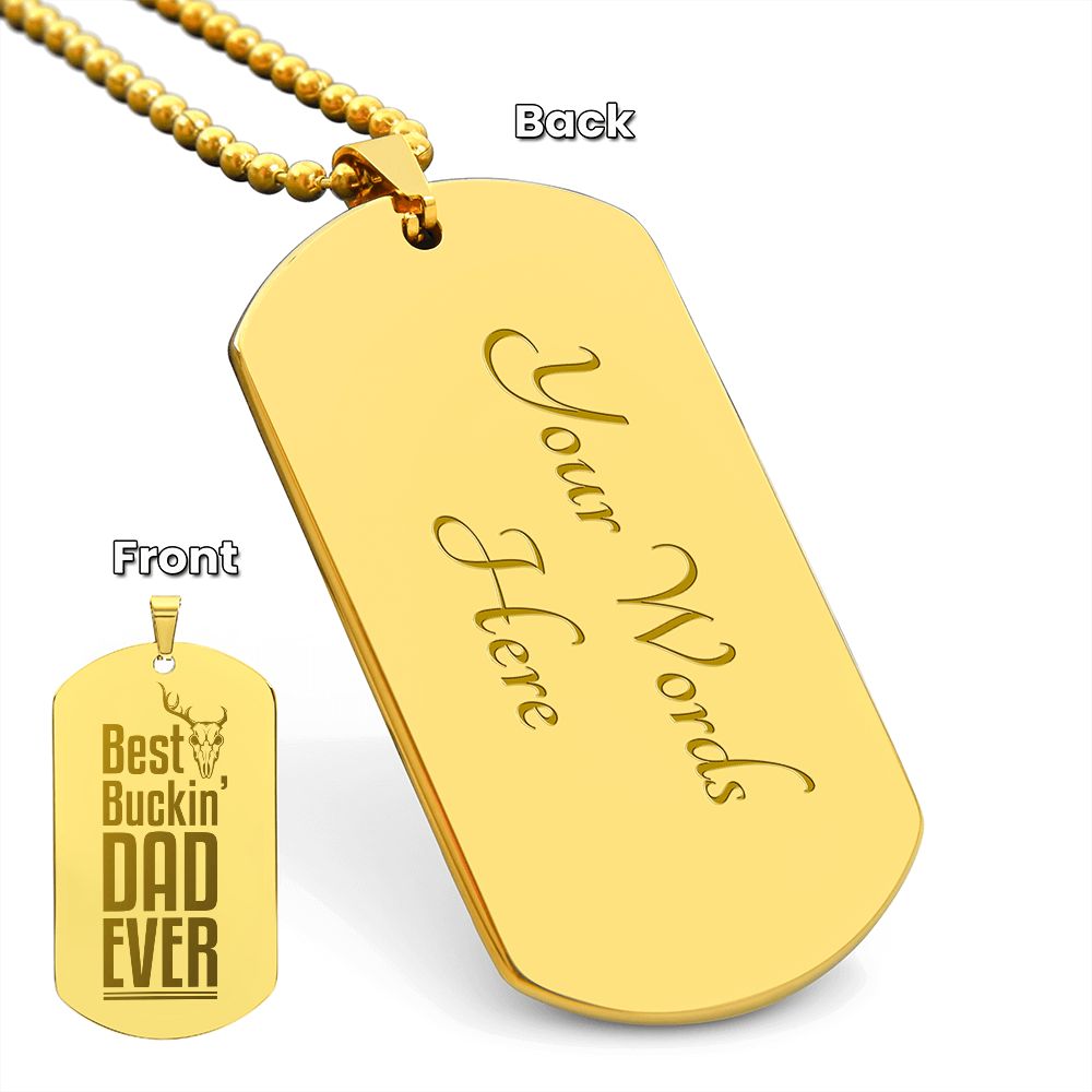 Best Buckin' Dad Ever Engraved Dog Tag Necklace-FashionFinds4U
