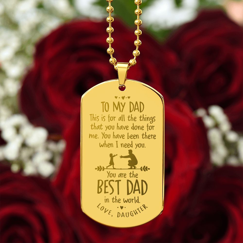 Best Dad Engraved Dog Tag Necklace-FashionFinds4U