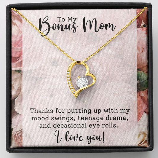 Bonus Mom Thank You Forever Love Heart Necklace-FashionFinds4U