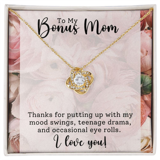 Bonus Mom Thank You Love Knot Necklace-FashionFinds4U