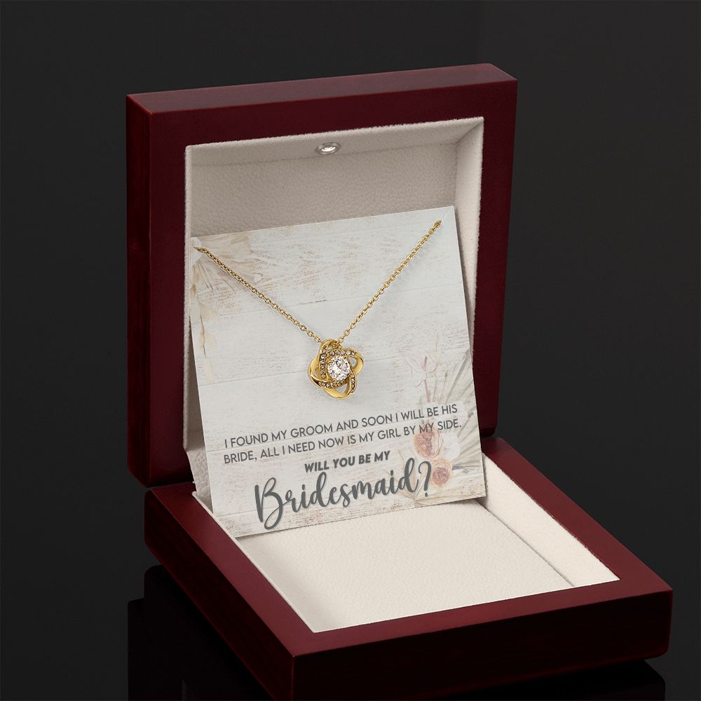 Bridesmaid Proposal Necklace - Bridal Jewelry - Gold Love Knot Pendant-FashionFinds4U