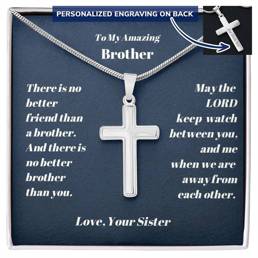 Brother Personalized Cross Necklace