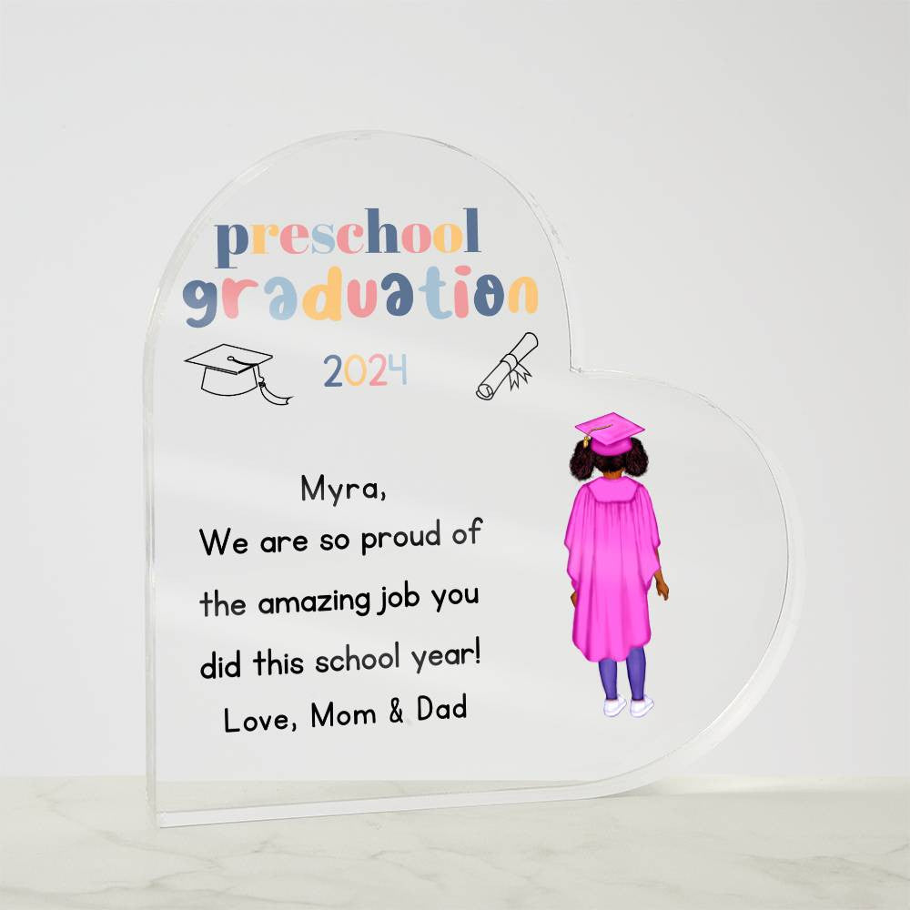 Personalized Preschool Graduation Heart Plaque Gift