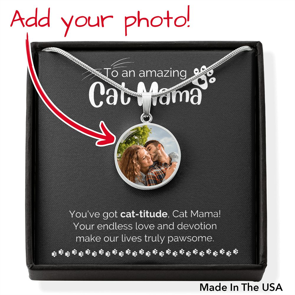 Cat Mom - Personalized Photo Upload Engraved Necklace Gift For Cat Lovers-FashionFinds4U