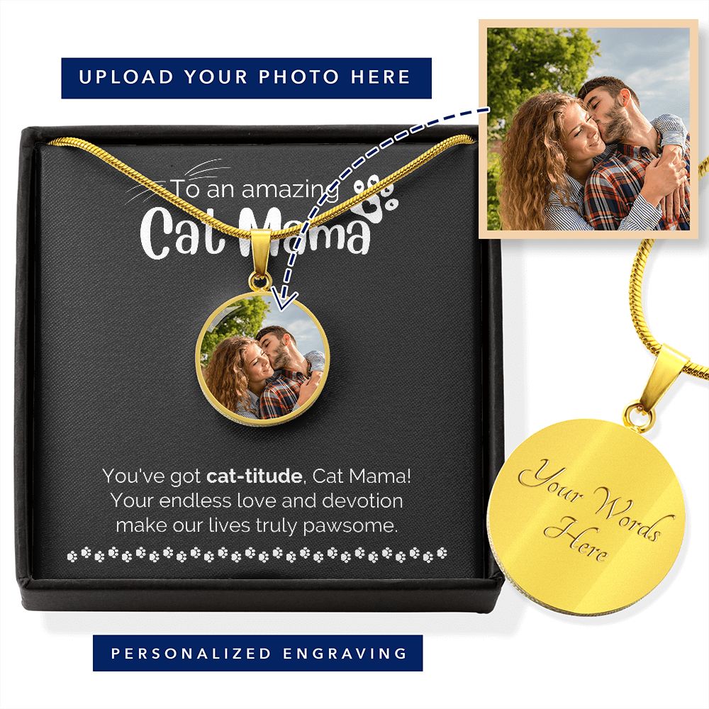 Cat Mom - Personalized Photo Upload Engraved Necklace Gift For Cat Lovers-FashionFinds4U