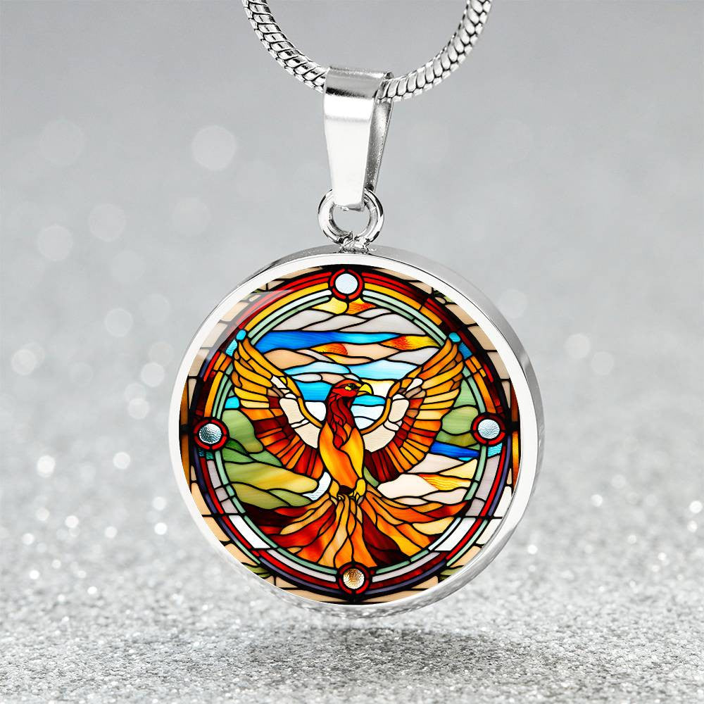 Rising Phoenix Engraved Pendant Necklace
