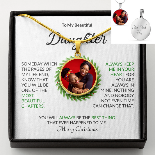 Merry Christmas Daughter - Personalized Engraved Photo Necklace