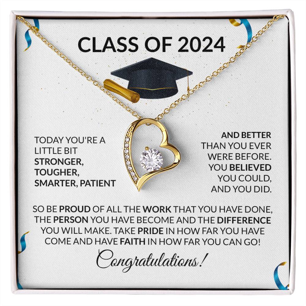 Class of 2024 Graduation Heart Necklace Gift-FashionFinds4U