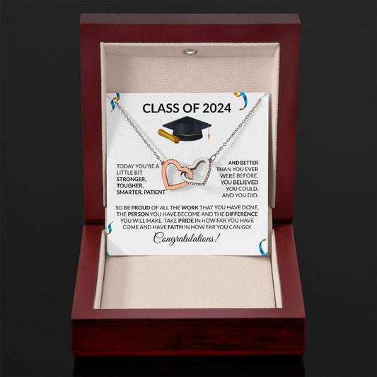 Class of 2024 Graduation Interlocking Hearts Necklace Gift-FashionFinds4U