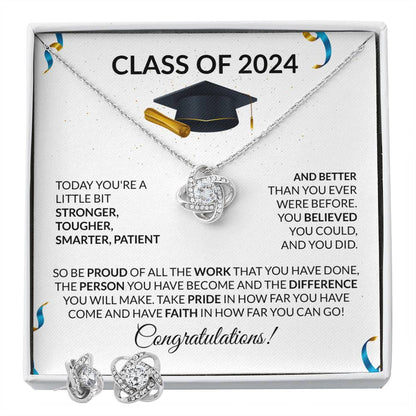 Class of 2024 Graduation Necklace and Earring Gift Set-FashionFinds4U