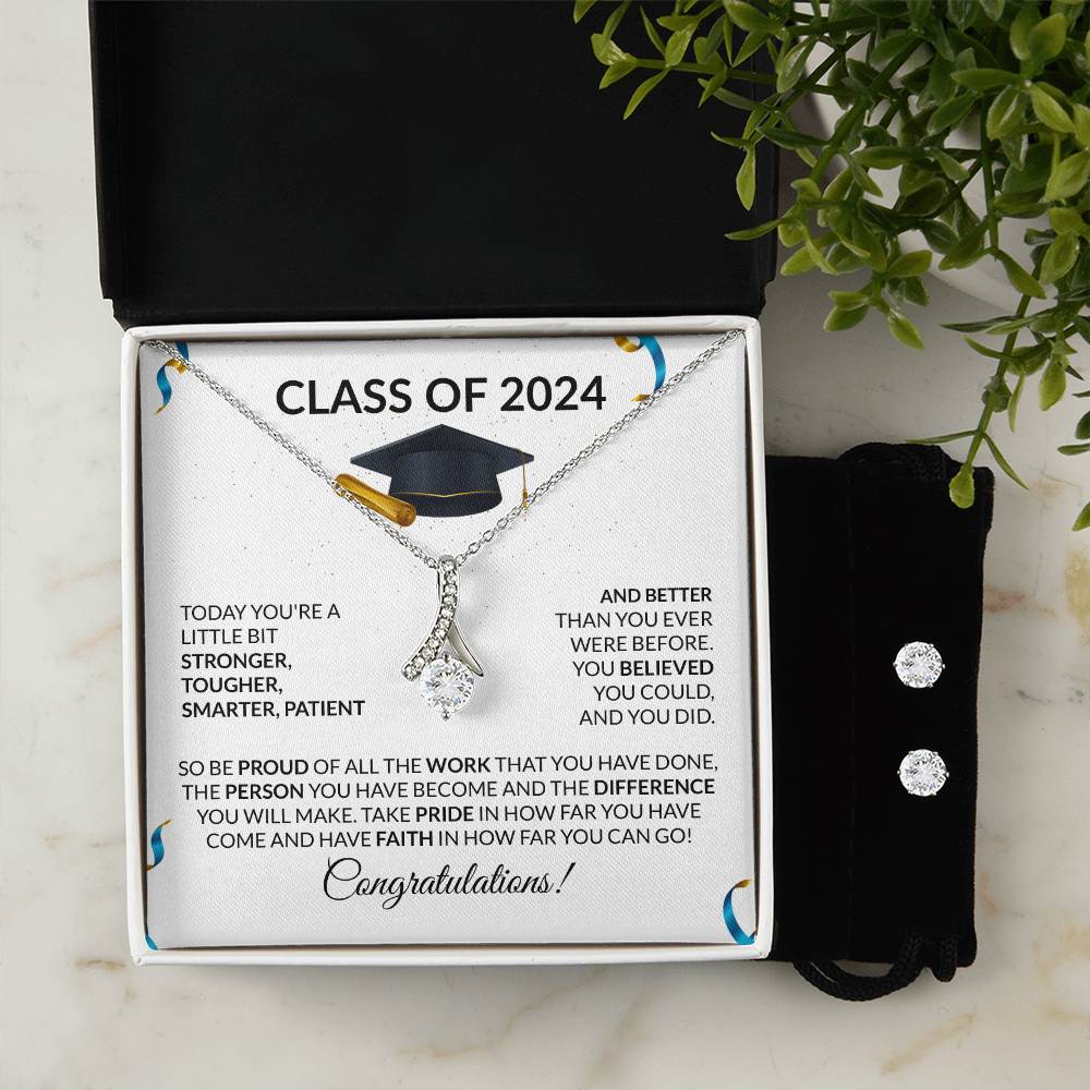 Class of 2024 Graduation Necklace and Earring Gift Set-FashionFinds4U