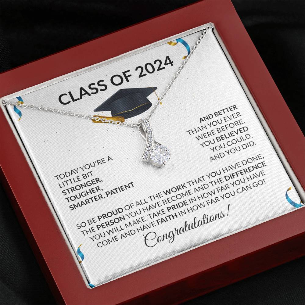 Class of 2024 Graduation Petite Ribbon Necklace Gift-FashionFinds4U