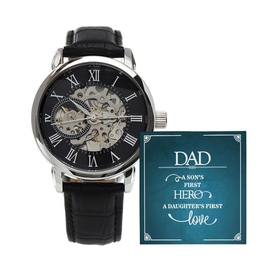 Dad a Son's First Hero Men's Openwork Watch with Lighted Gift Box-FashionFinds4U