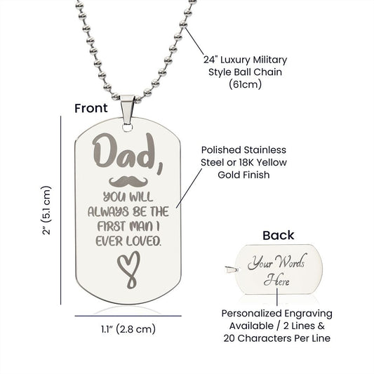Dad Engraved Dog Tag Necklace-FashionFinds4U