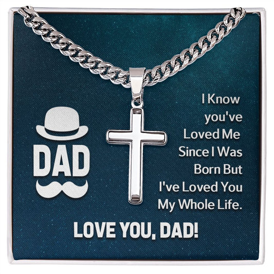 Dad I Know Personalized Cross Necklace with Cuban Chain-FashionFinds4U
