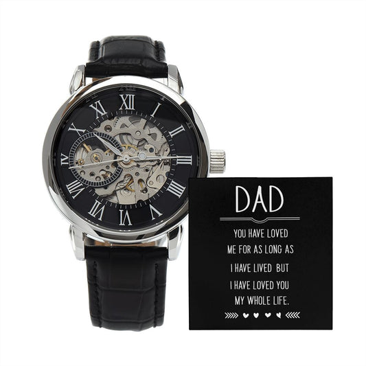 Dad Loved Men's Openwork Watch with Lighted Gift Box-FashionFinds4U