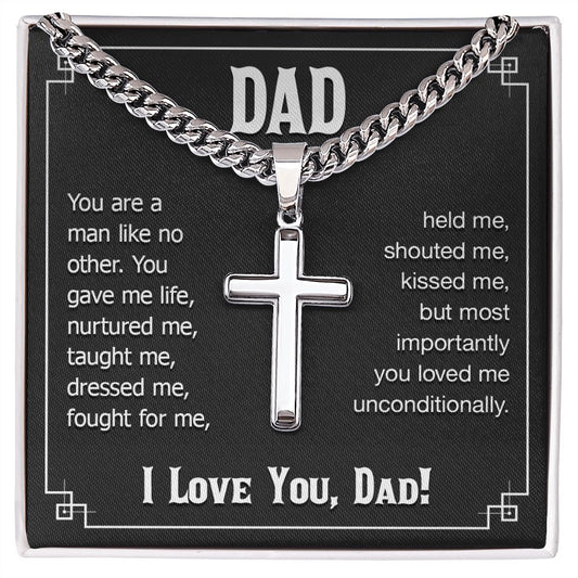 dad - you are a man like no other Personalized Cross Necklace with Cuban Chain-FashionFinds4U