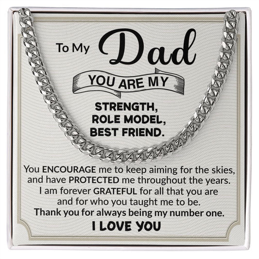 Dad You Are My Strength Cuban Link Chain Necklace-FashionFinds4U