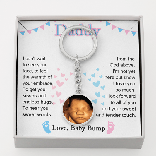 Daddy To Be Keepsake Gift From Baby Bump, Pregnancy Scan Keychain, Baby Shower Gift For New Dad, Ultrasound Gift, Sonogram Keychain For Daddy-FashionFinds4U