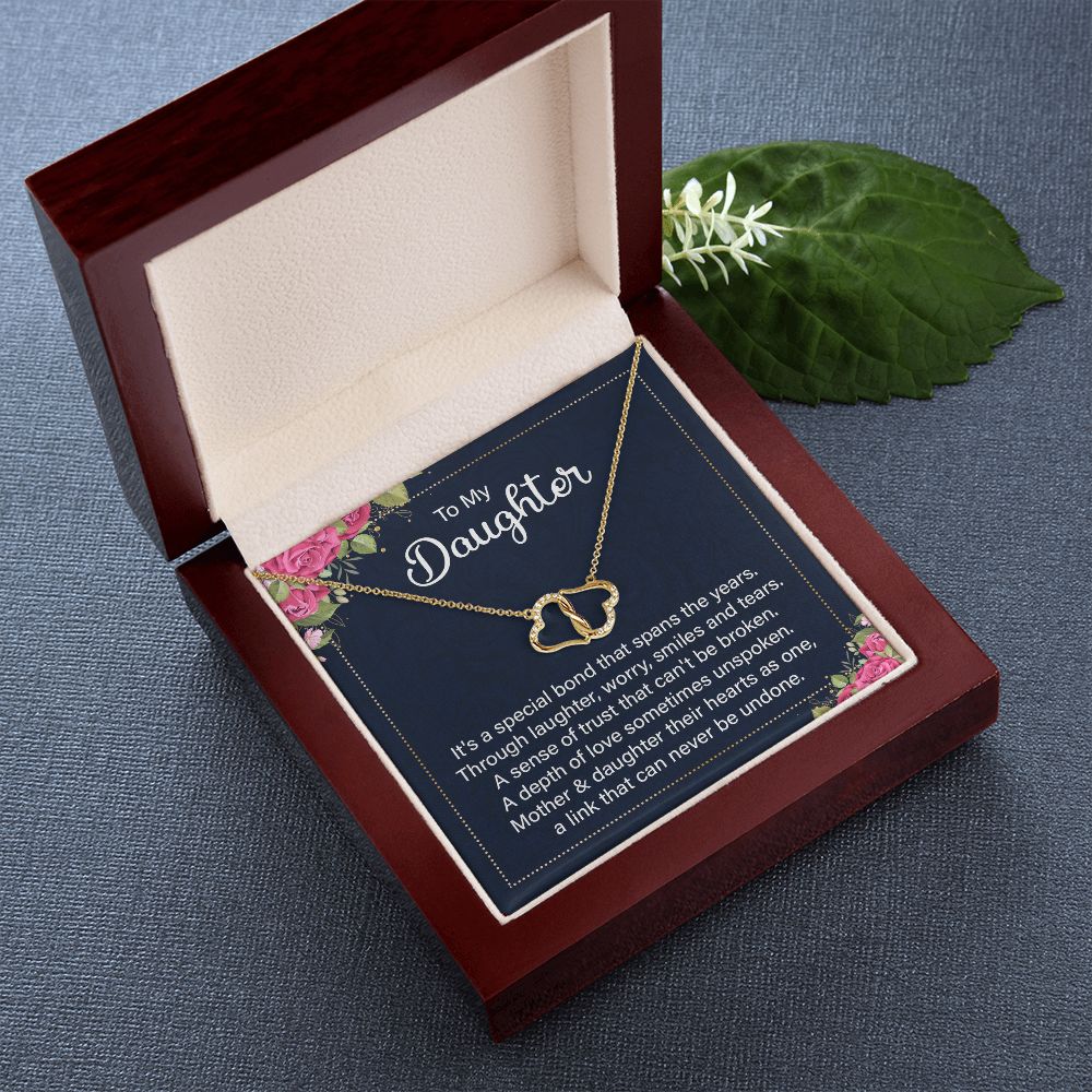 Daughter - A Special Bond - 10K Gold Diamond Infinity Hearts Necklace-FashionFinds4U