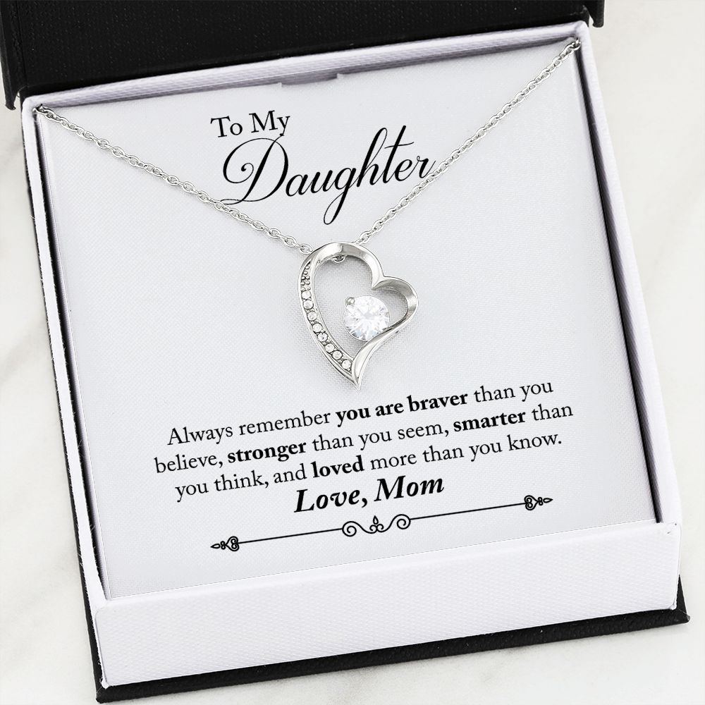 Daughter Brave Forever Love Heart Necklace-FashionFinds4U